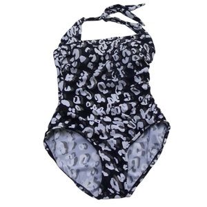 4/$24 Paradise Bay Black‎ Grey White One Piece Bathing Suit